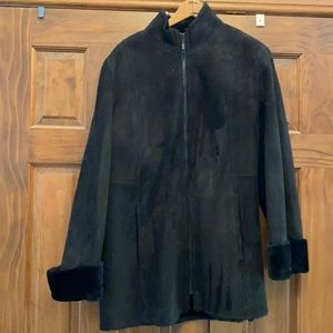 Hilary Radley Black Suede Coat Women’s 12